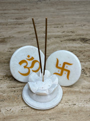 Manoram White Marble Puja Set