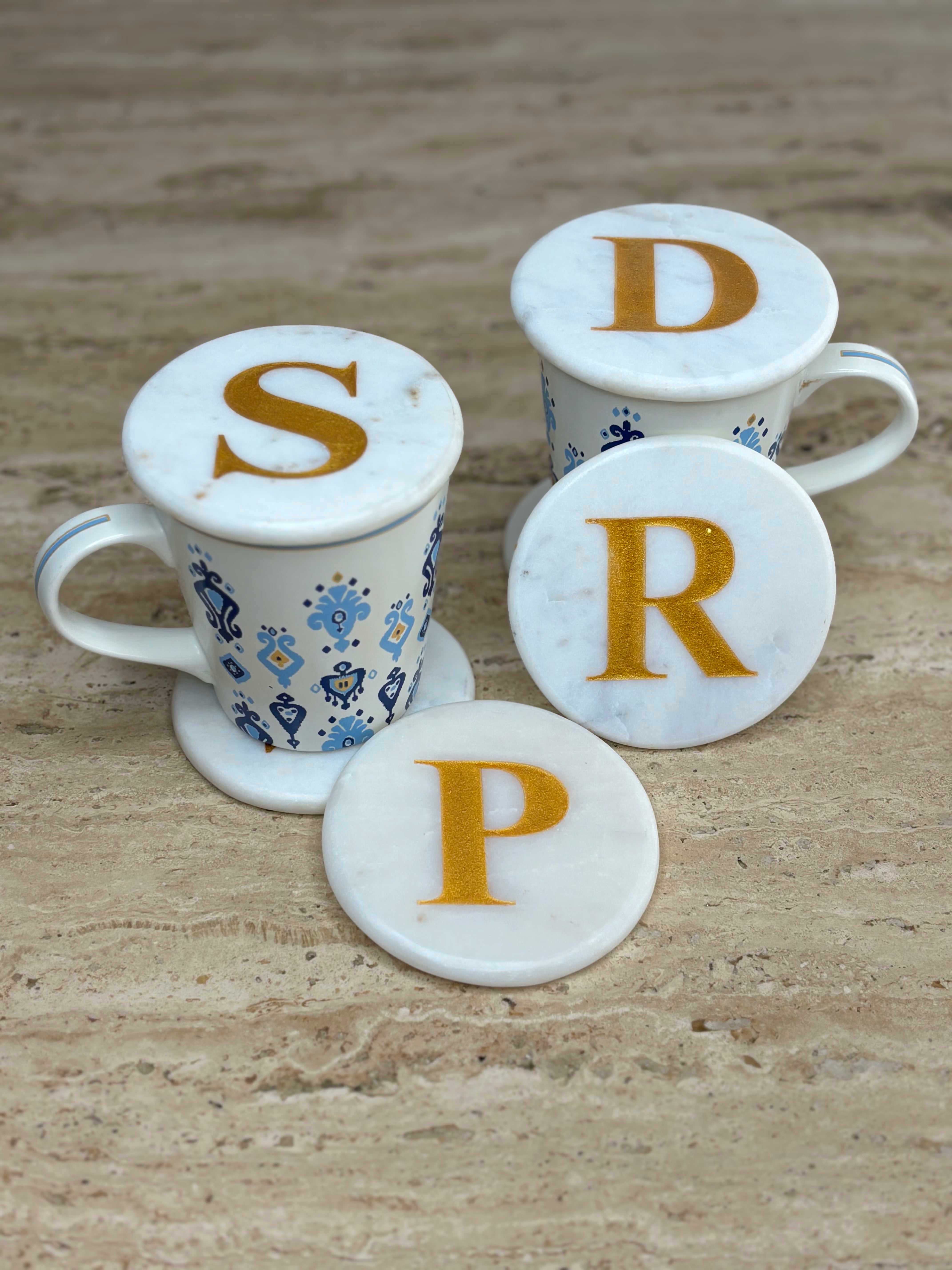Shvet Customisable White Marble Coasters