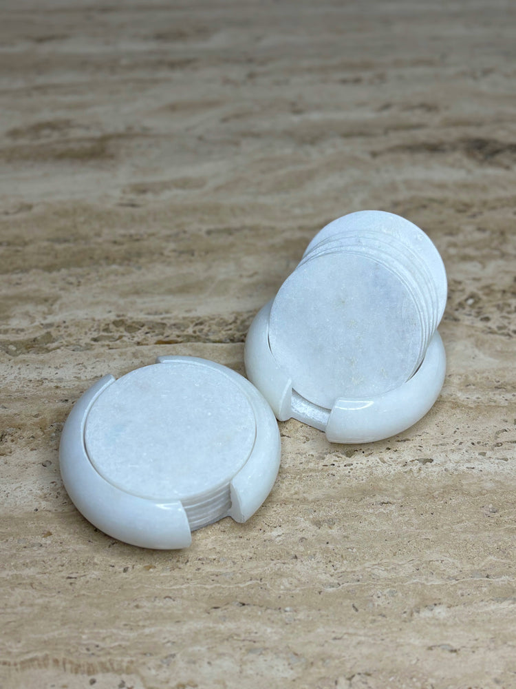White Marble Coaster Holder (Set of 6)